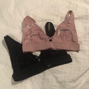 Victoria's Secret Pink and Black Bralettes.